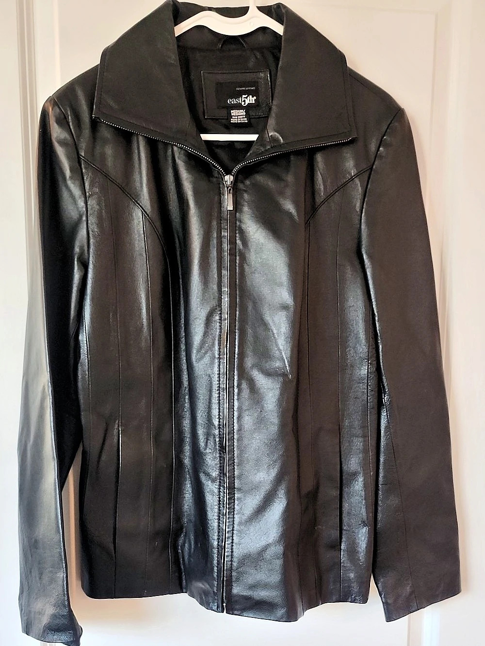 east5th Genuine Leather Jacket Black Size Medium Like New